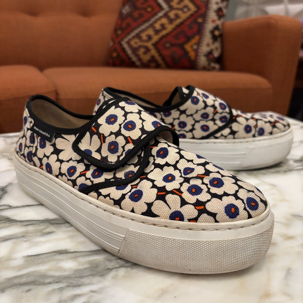 Marimekko Marka Mini 'Unikko' Iconic Poppy Velcro Sneakers Size 39 - Picture 5 of 13